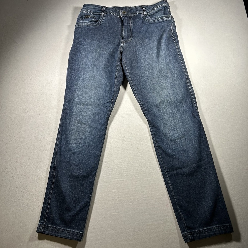 Mens Kuhl Blue Stretch Denim Tapered Jeans Gorpcore Hiking Outdoor Pants 36x32